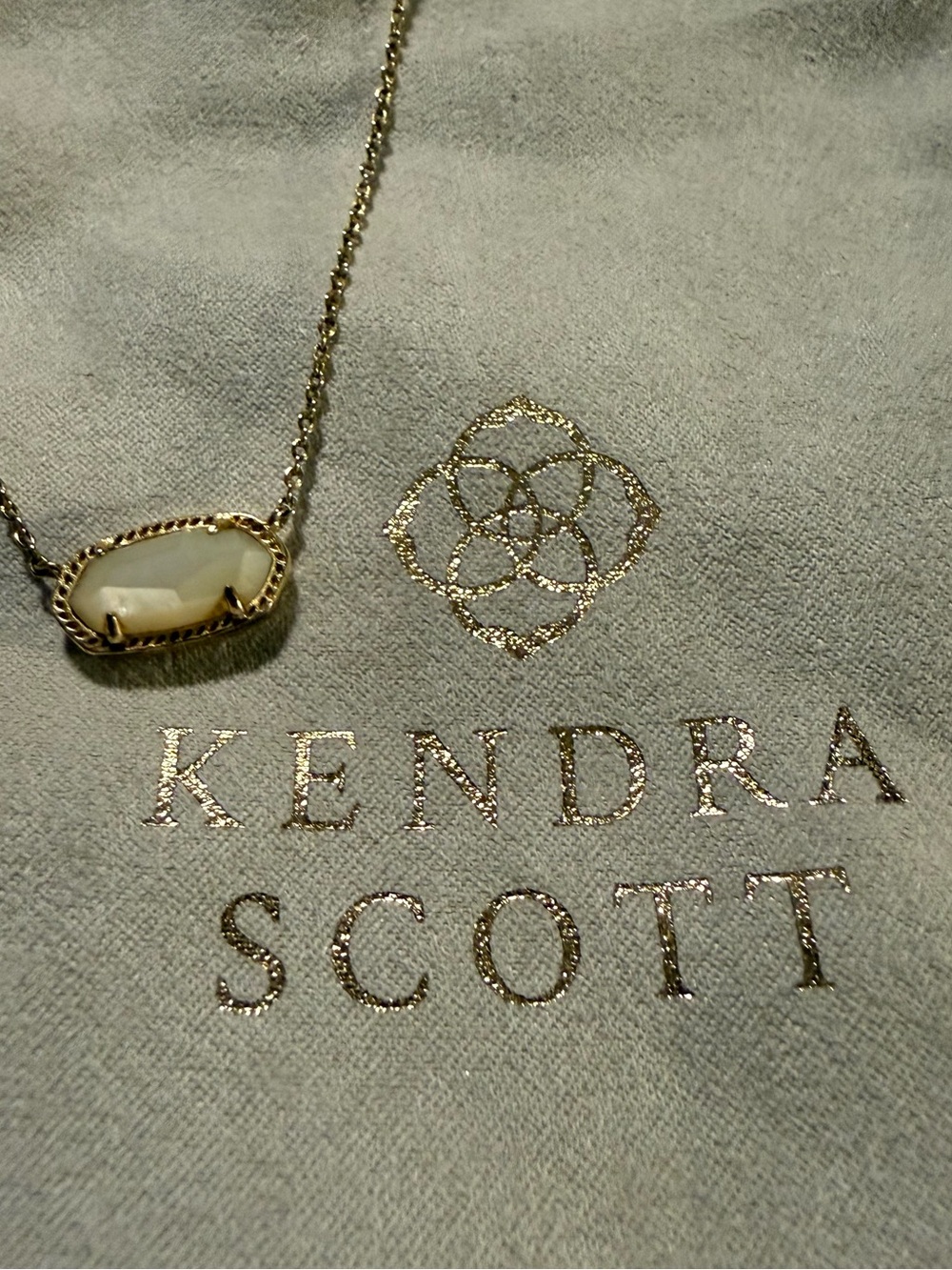 Kendra Scott Gold Necklace with White Faceted Stone - Picture 2 of 8